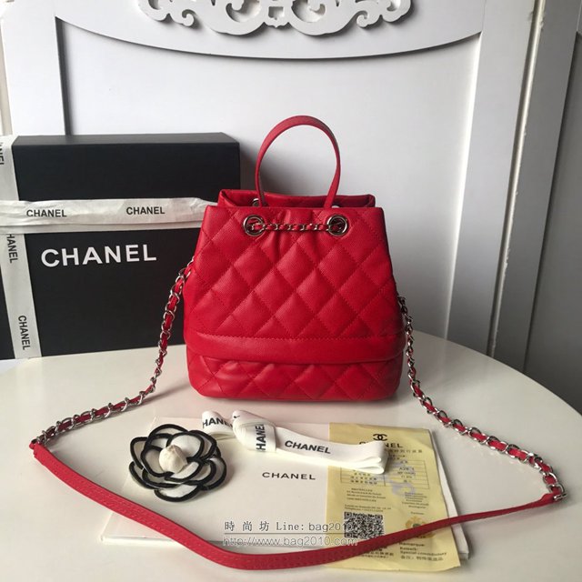 Chanel女包 香奈兒單肩包 香奈兒女包包 2019新品 紅色 小號水桶抽繩鏈條斜挎包  djc3017